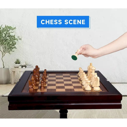 GSE Wooden 3-in-1 Chess Checkers Backgammon Table, Backgammon Chess Checkers Combo Game Set