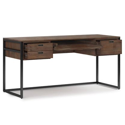 WYNDENHALL Brandt SOLID ACACIA WOOD Modern Industrial 60 inch Wide Desk in Rustic Natural Aged Brown