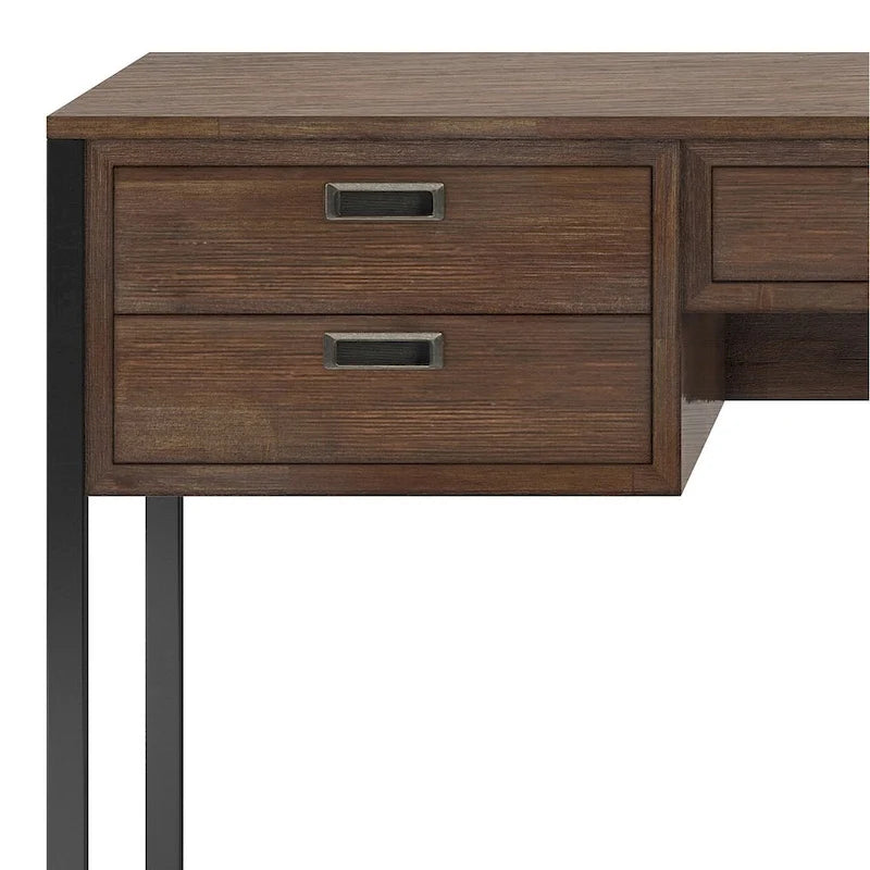 WYNDENHALL Brandt SOLID ACACIA WOOD Modern Industrial 60 inch Wide Desk in Rustic Natural Aged Brown
