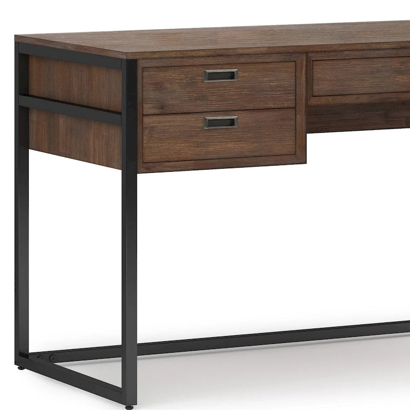 WYNDENHALL Brandt SOLID ACACIA WOOD Modern Industrial 60 inch Wide Desk in Rustic Natural Aged Brown
