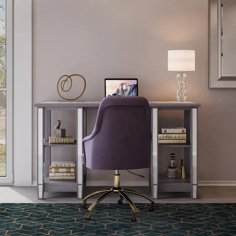 SEI Furniture Vedlin Mirrored Office Computer Desk