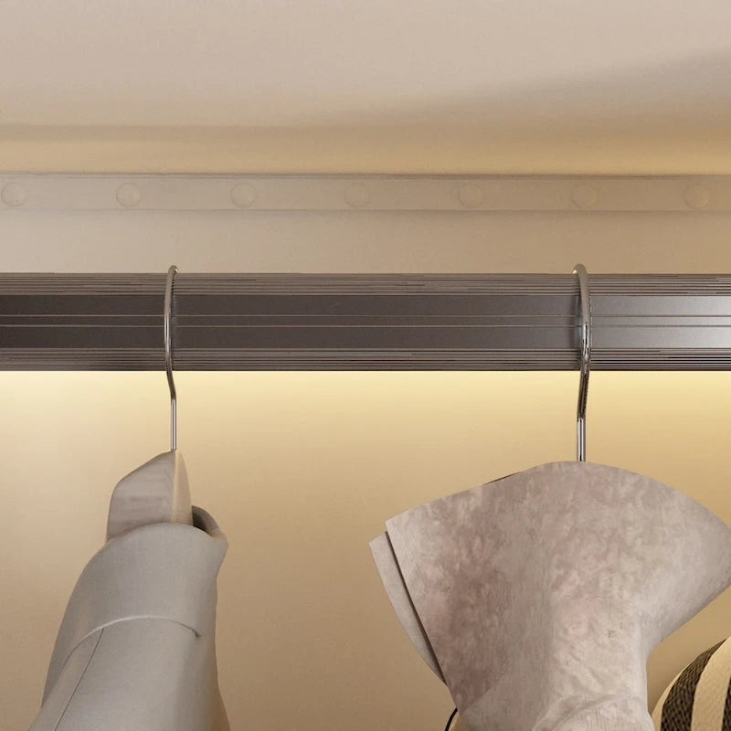 Glass Door Wardrobe Armoire Storage Closet with Light Display Cabinet