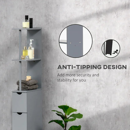 Bathroom Tower Storage Cabinet - 6 W x 13 D x 55.25 H