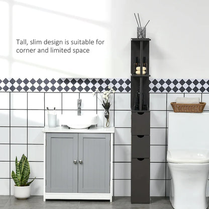 Bathroom Tower Storage Cabinet - 6 W x 13 D x 55.25 H