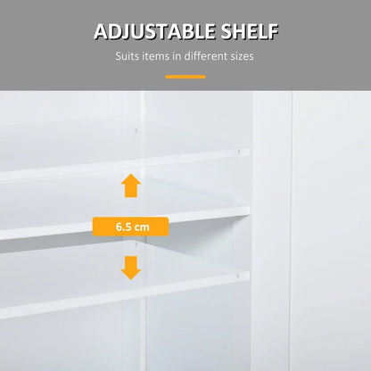kleankin Freestanding Bathroom Storage Cabinet Organizer Floor Tower with 2 Door, 2 Drawers, Adjustable Shelf, White