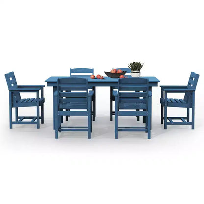 Hyleory 7pc Outdoor Dining Set, 66.9'' Rectangular Table w/Umbrella Hole and 6 Chairs