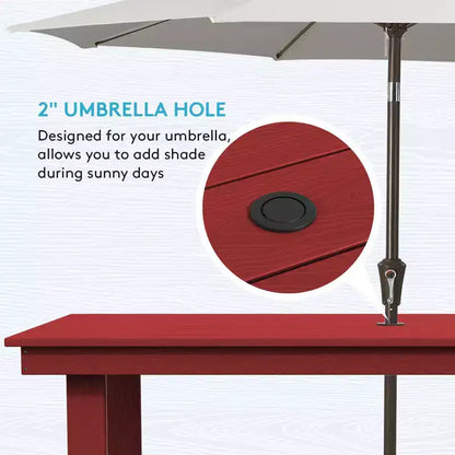 Hyleory 7pc Outdoor Dining Set, 66.9'' Rectangular Table w/Umbrella Hole and 6 Chairs