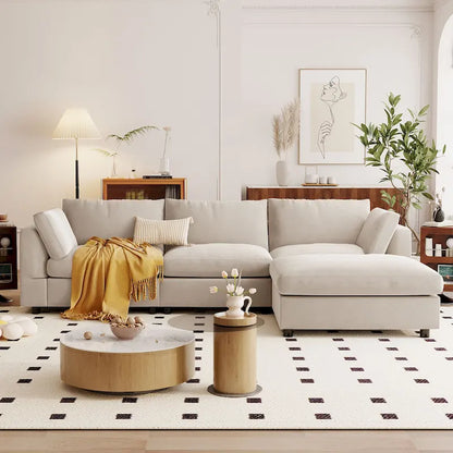 U_STYLE Upholstery Convertible Sectional Sofa, L Shaped Couch with Reversible Chaise