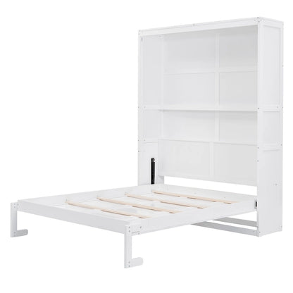 Queen Size Murphy Bed Wall Bed with Shelves,Gray