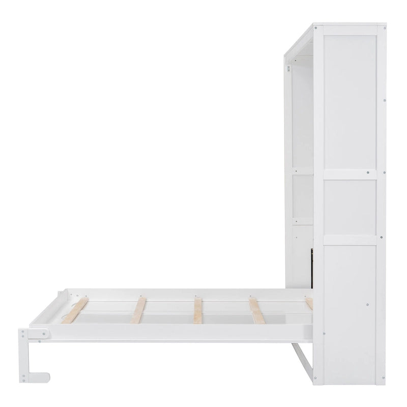 Queen Size Murphy Bed Wall Bed with Shelves,Gray