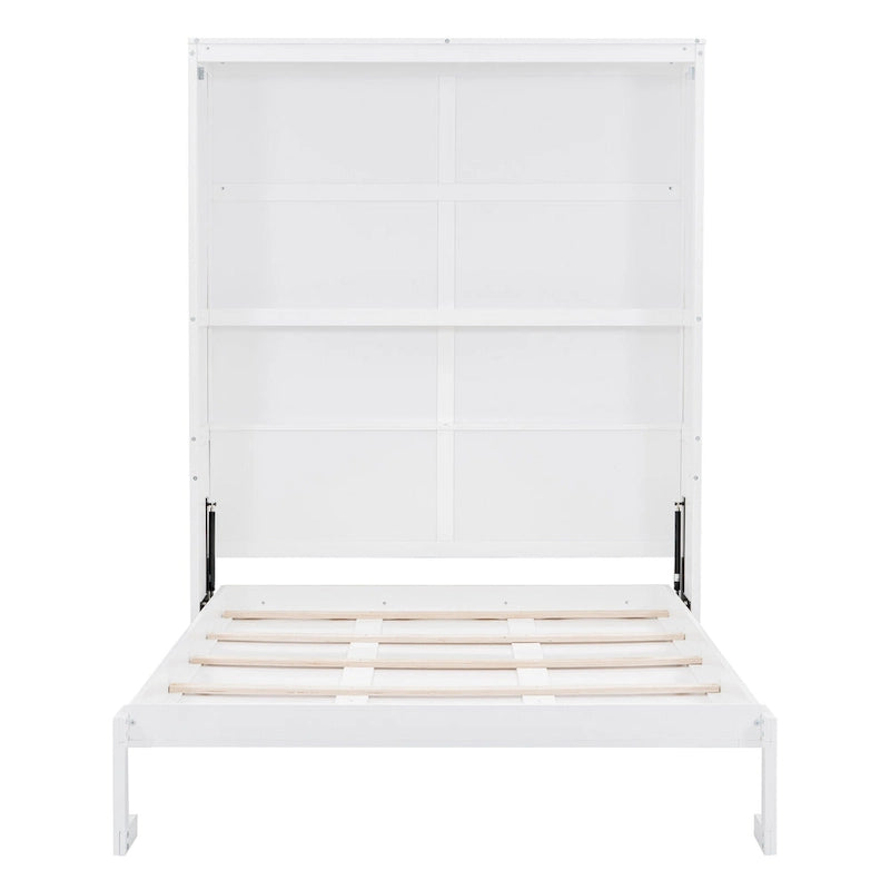 Queen Size Murphy Bed Wall Bed with Shelves,Gray