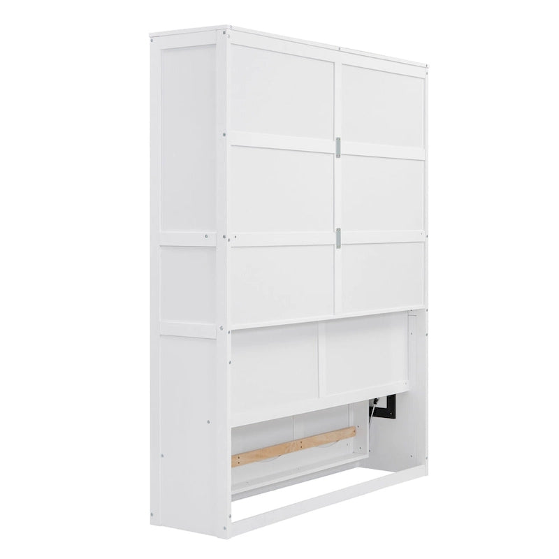 Queen Size Murphy Bed Wall Bed with Shelves,Gray