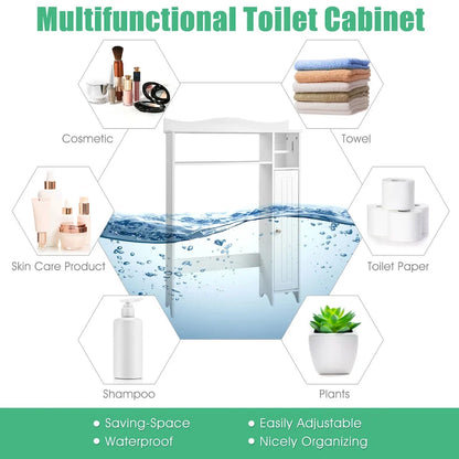 Bathroom Space Saver Toilet Storage Cabinet with Adjustable Shelves