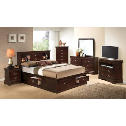 Louis Philippe Full Storage Platform Bed with 6 Storage Drawers