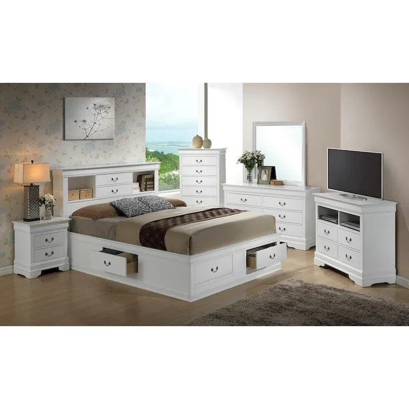 Louis Philippe Full Storage Platform Bed with 6 Storage Drawers