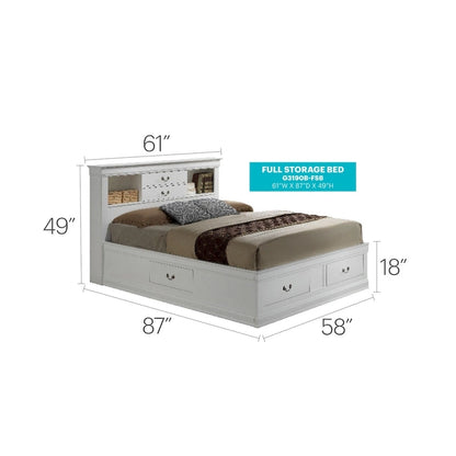 Louis Philippe Full Storage Platform Bed with 6 Storage Drawers