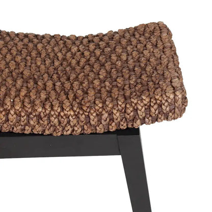 Handwoven Natural Wicker And Teak Wood Bench by East at Main