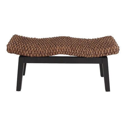 Handwoven Natural Wicker And Teak Wood Bench by East at Main
