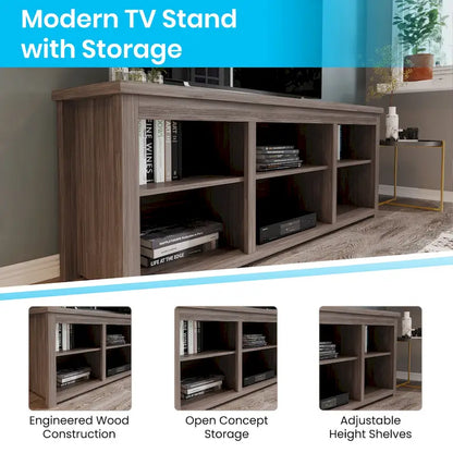 TV Stand for up to 80 TVs with 6 Open Storage Compartments - 65 inches