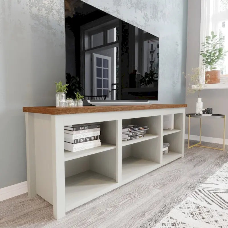 TV Stand for up to 80 TVs with 6 Open Storage Compartments - 65 inches