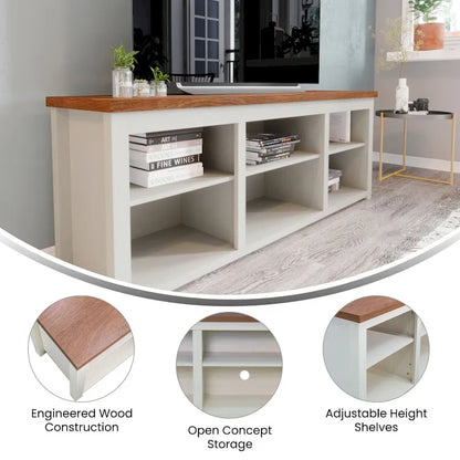 TV Stand for up to 80 TVs with 6 Open Storage Compartments - 65 inches