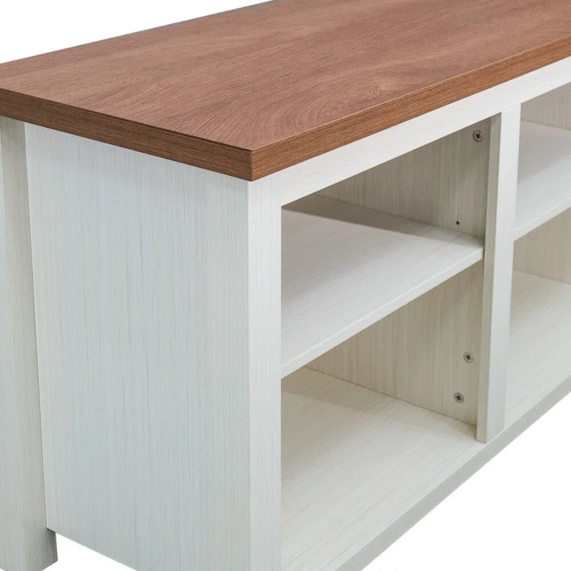 TV Stand for up to 80 TVs with 6 Open Storage Compartments - 65 inches