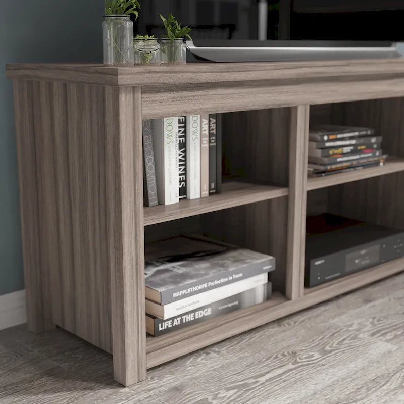 TV Stand for up to 80 TVs with 6 Open Storage Compartments - 65 inches