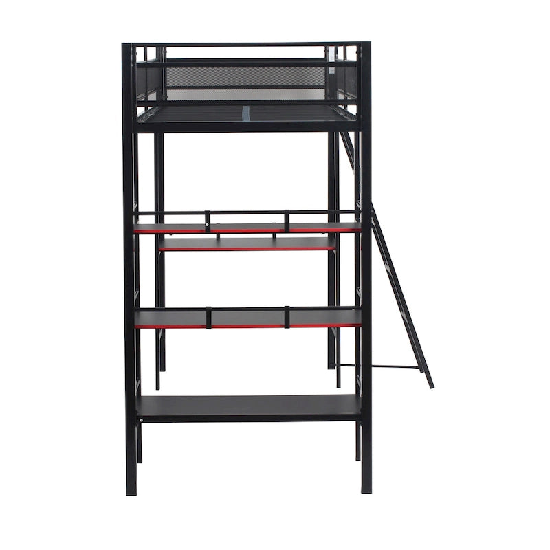 X Rocker Fortress Black Gaming Bunk w/ Built-in Desk and Shelves
