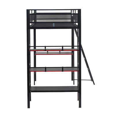 X Rocker Fortress Black Gaming Bunk w/ Built-in Desk and Shelves