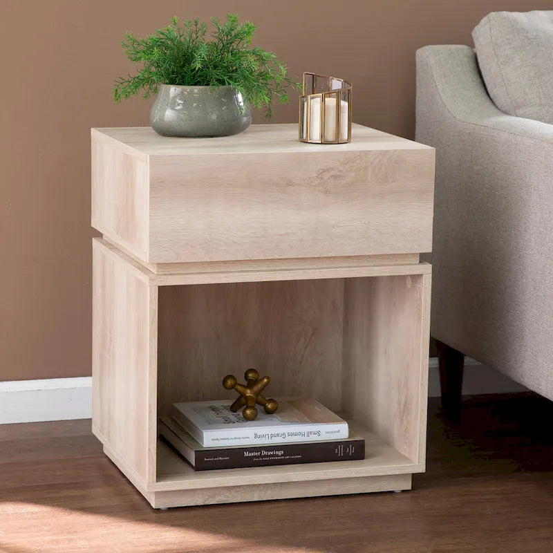 Madelia Transitional Whitewash Wood Side Table
