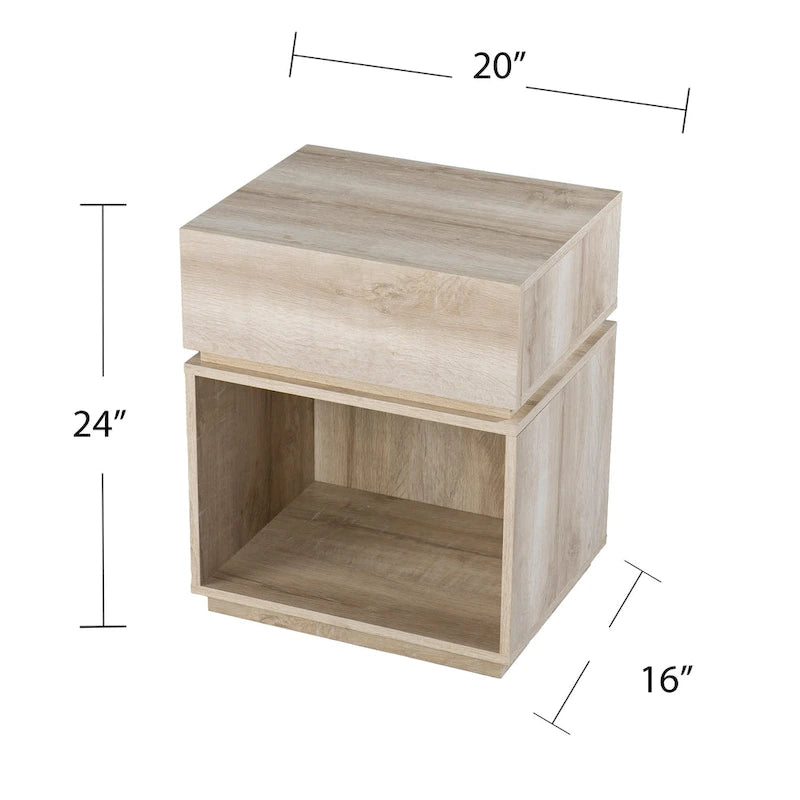 Madelia Transitional Whitewash Wood Side Table