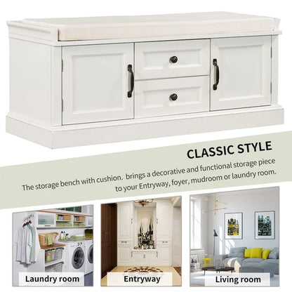 Merax Storage Bench with Removable Cushion
