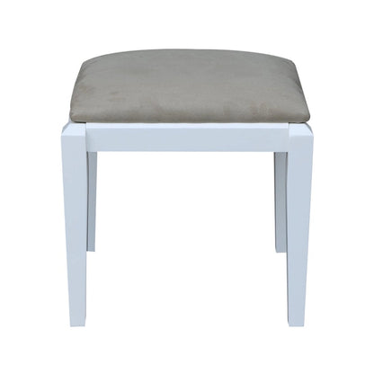 Solid Wood Vanity Table with Vanity Bench (Snow White Finish)