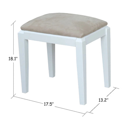 Solid Wood Vanity Table with Vanity Bench (Snow White Finish)