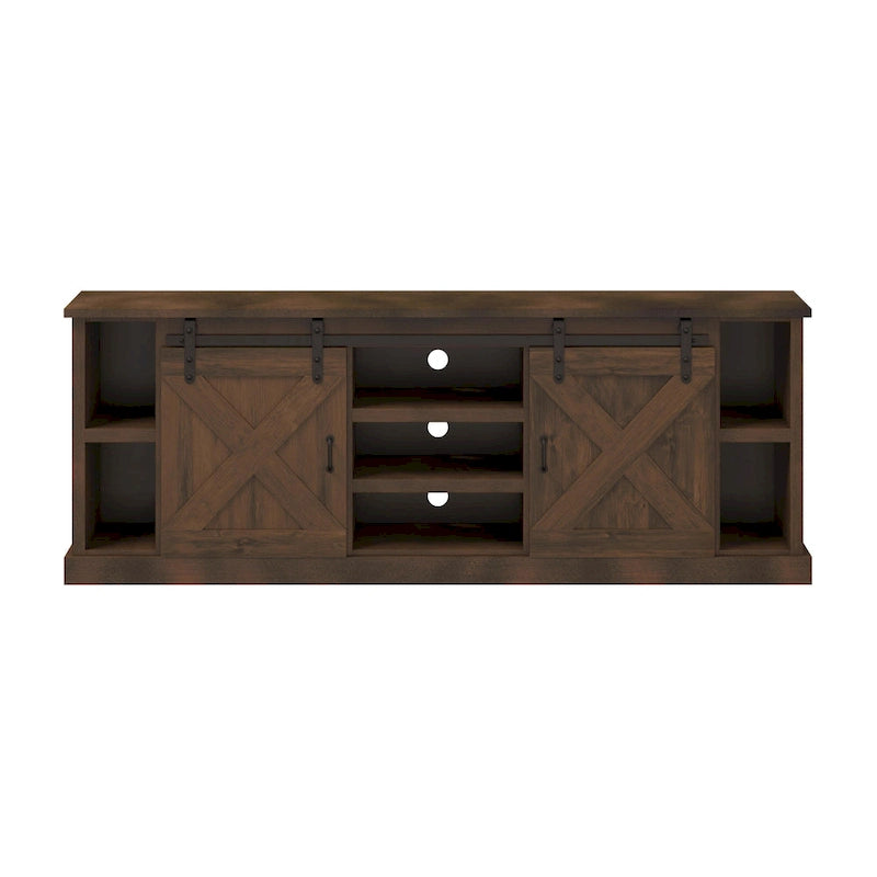 Farmhouse 85 inch TV Stand Console for TVs up to 95 inches, No Assembly Required, Aged Whiskey Finish