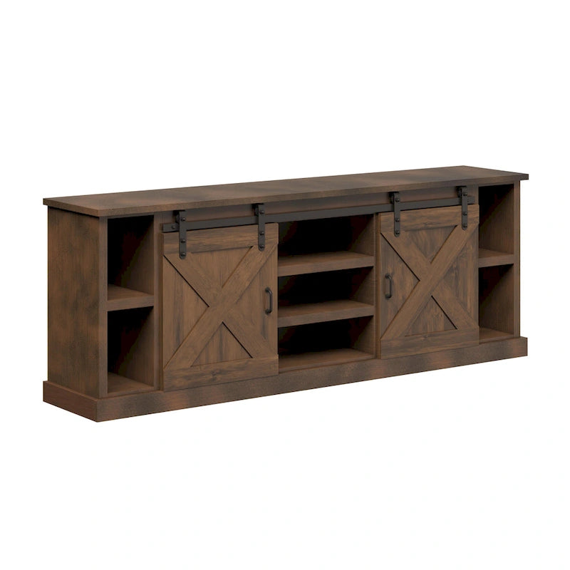 Farmhouse 85 inch TV Stand Console for TVs up to 95 inches, No Assembly Required, Aged Whiskey Finish