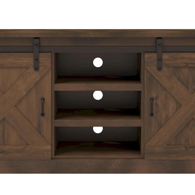 Farmhouse 85 inch TV Stand Console for TVs up to 95 inches, No Assembly Required, Aged Whiskey Finish