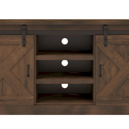 Farmhouse 85 inch TV Stand Console for TVs up to 95 inches, No Assembly Required, Aged Whiskey Finish