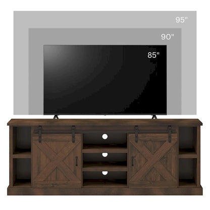 Farmhouse 85 inch TV Stand Console for TVs up to 95 inches, No Assembly Required, Aged Whiskey Finish