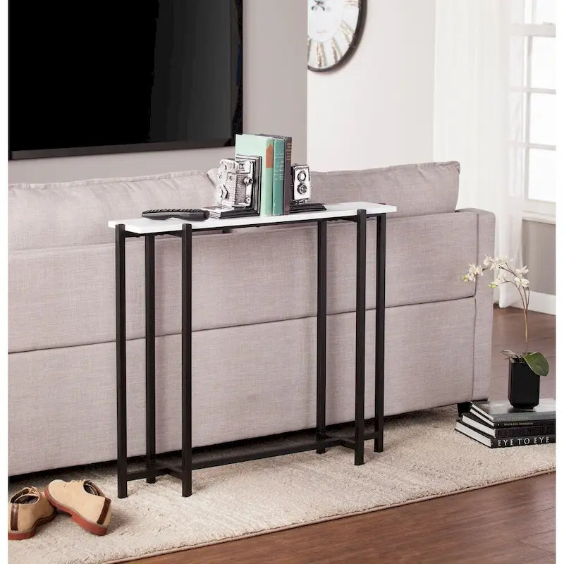SEI Furniture Hedley Black w/ White Contemporary Narrow Console Table