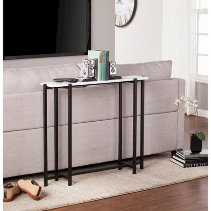 SEI Furniture Hedley Black w/ White Contemporary Narrow Console Table