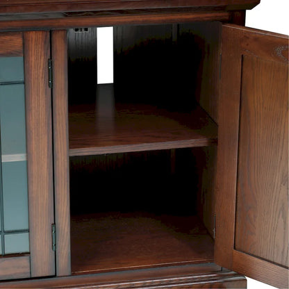 80360 Burnished Oak Leaded Glass TV Stand