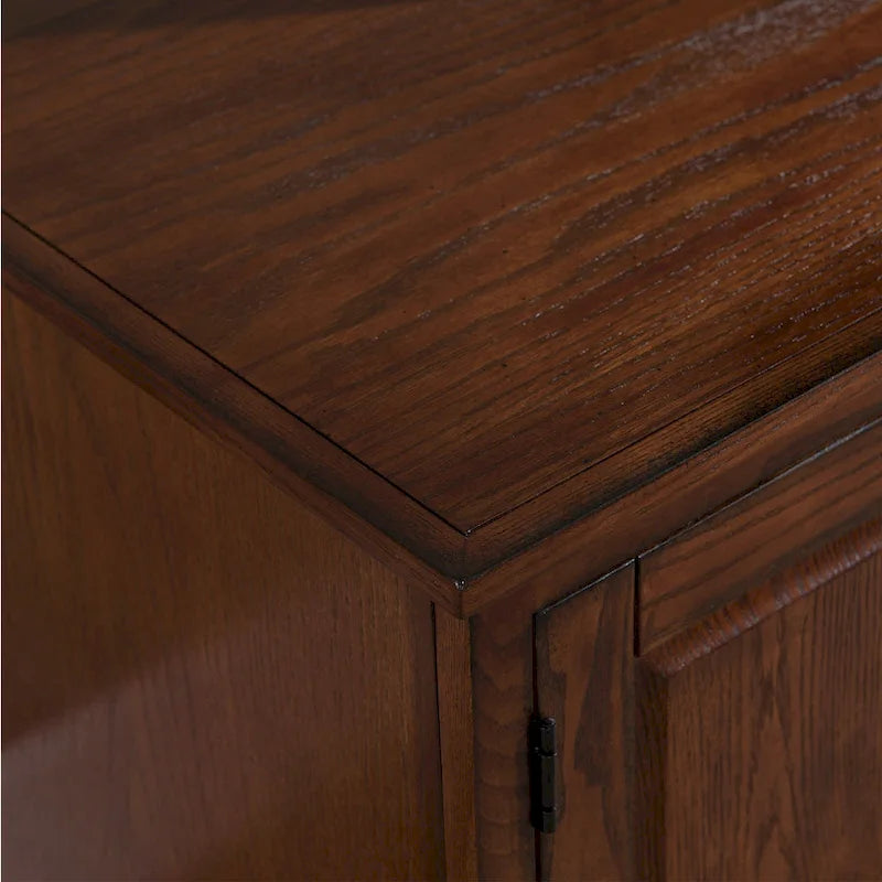 80360 Burnished Oak Leaded Glass TV Stand