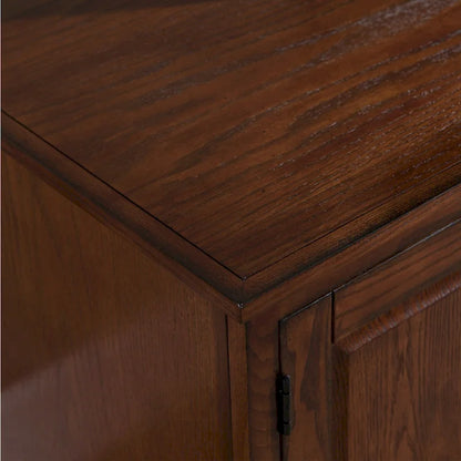 80360 Burnished Oak Leaded Glass TV Stand