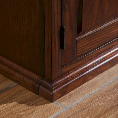 80360 Burnished Oak Leaded Glass TV Stand
