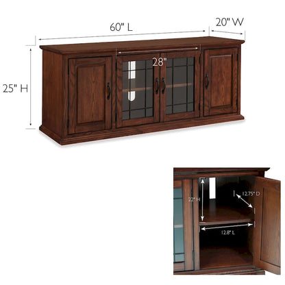 80360 Burnished Oak Leaded Glass TV Stand