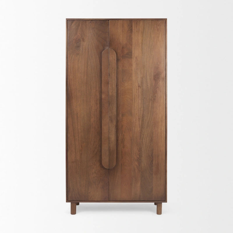 Astrid Medium Brown Solid Wood Armoire Cabinet - 38.8L x 19.8W x 68.5H
