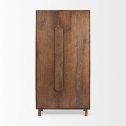 Astrid Medium Brown Solid Wood Armoire Cabinet - 38.8L x 19.8W x 68.5H
