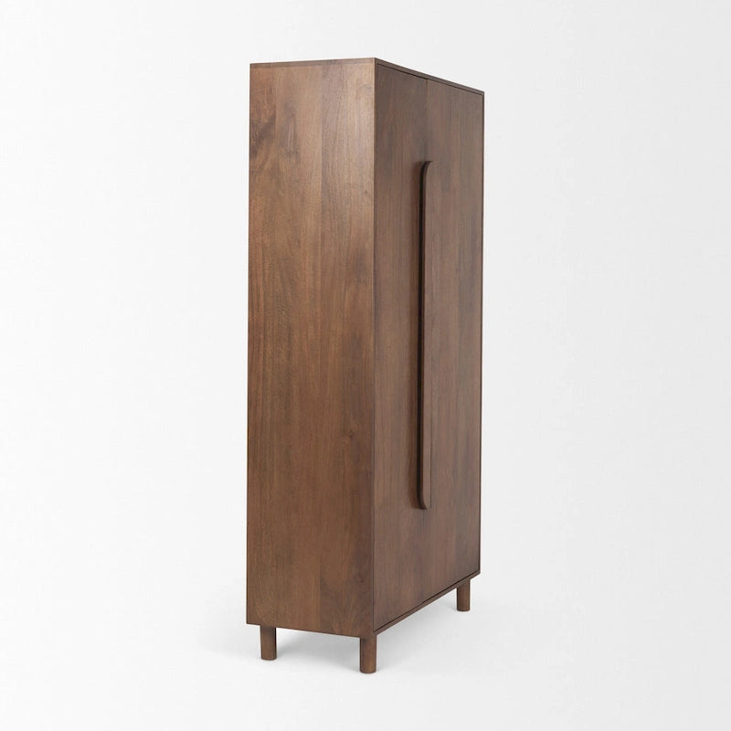 Astrid Medium Brown Solid Wood Armoire Cabinet - 38.8L x 19.8W x 68.5H