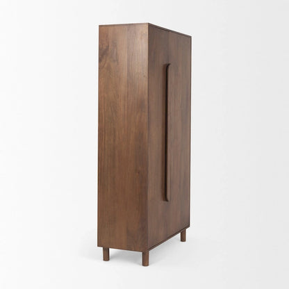 Astrid Medium Brown Solid Wood Armoire Cabinet - 38.8L x 19.8W x 68.5H